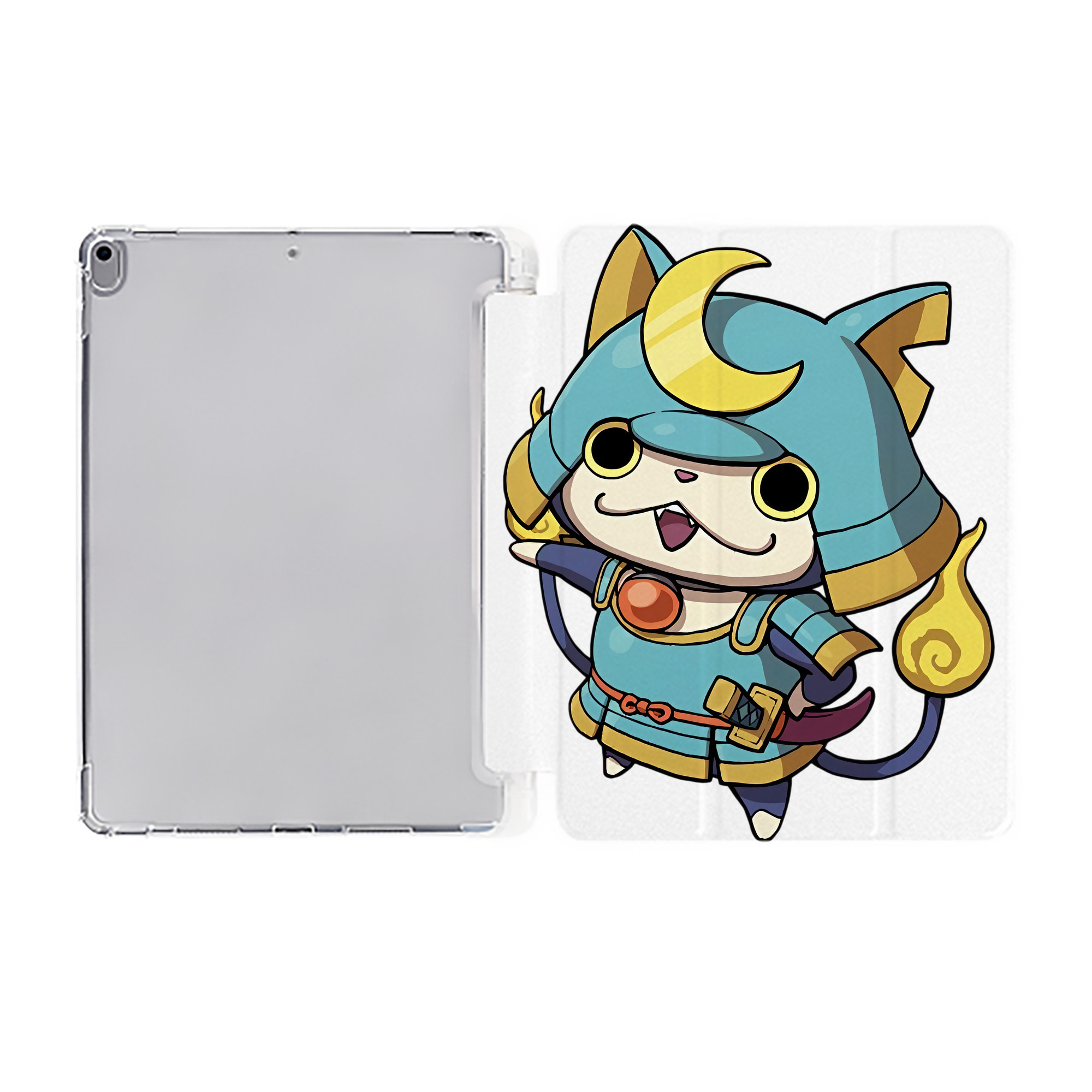 （画像用） 妖怪ウォッチ Yo-kai Watch IPad ケース ペン収納付き 三つ折りスタンド PUレザー×シリコン 対応機種9.5/10.5/10.9インチ